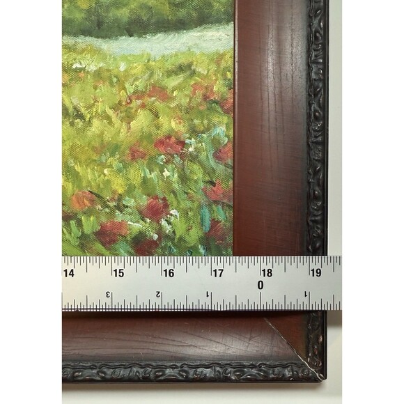 Oil Painting of an Oceanfront Garden Home w/ Sailboats On The Coast. Framed - Picture 6 of 9